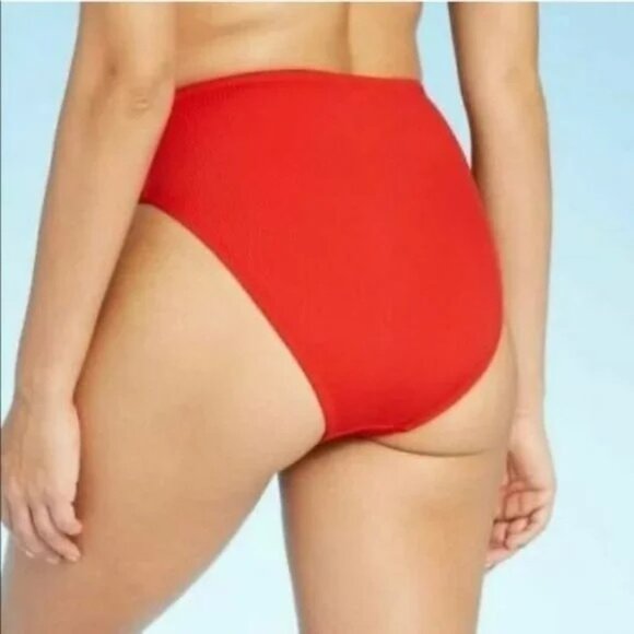 Kona Sol Womens  Bikini Bottom High Leg Medium Coverage Red Size XL - Picture 2 of 7